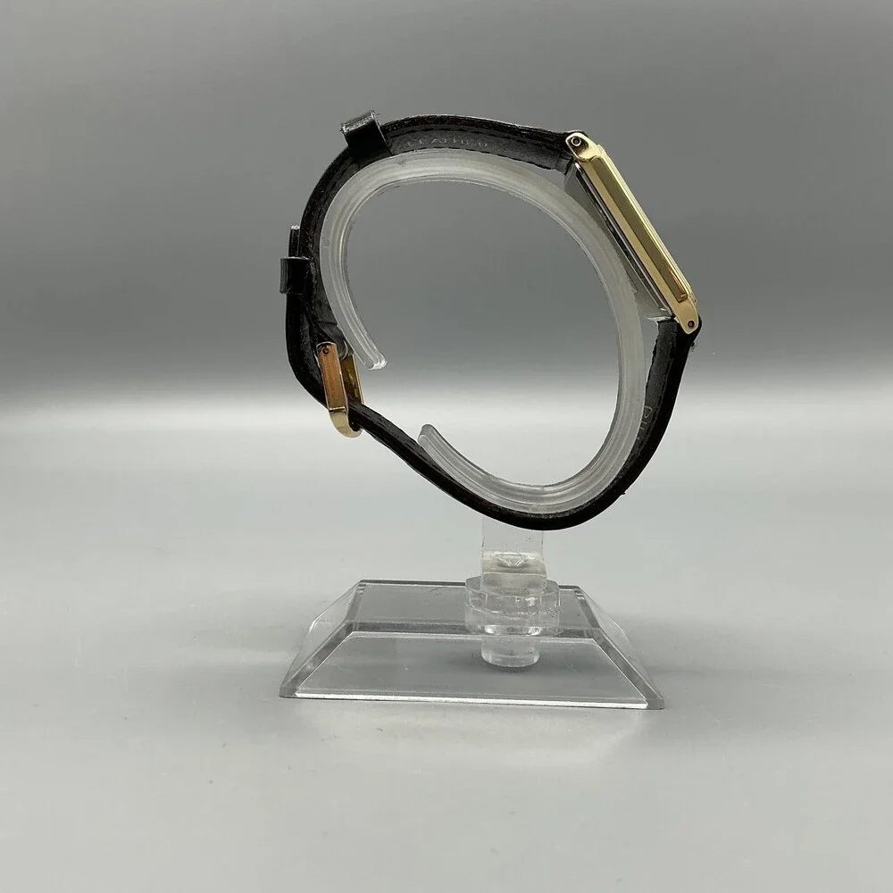 Vintage Bill Blass 007-0132 Mens Watch 24mm Gold Dial Black Leather New Battery